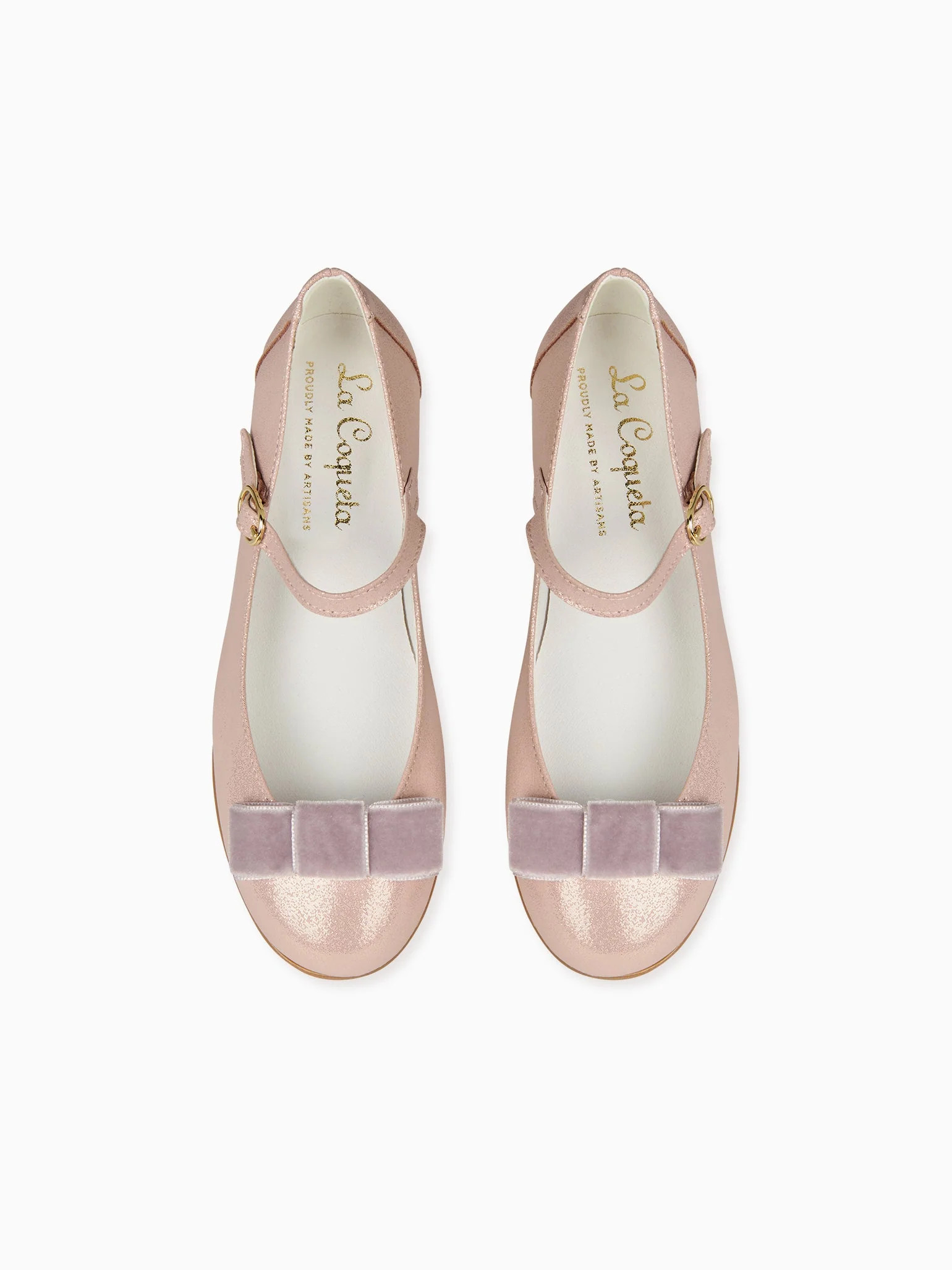 Dusty Pink Leather Girl Bow Mary Jane Shoes | La Coqueta (US)