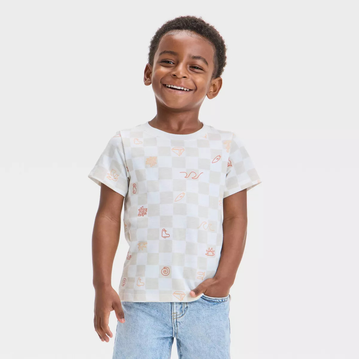 Toddler Boys' Short Sleeve Coastal Pattern T-Shirt - Cat & Jack™ Beige | Target