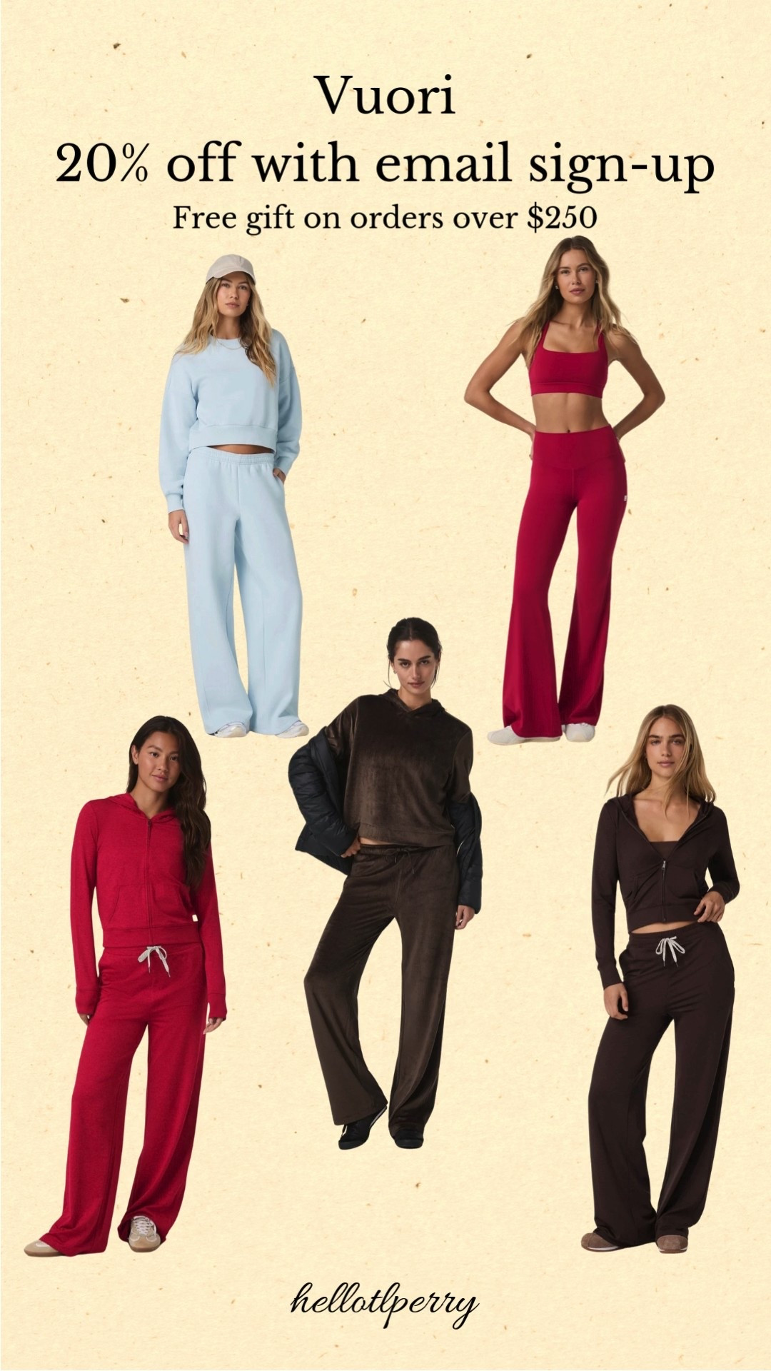 Obsessed with these Vuori essentials 🤍 My go-to activewear brand for high-quality, durable, unbelievably soft pieces that you can live in all day. If you’ve been wanting to upgrade your comfy sets, now is the time — **20% off with email sign-up + a free gift on orders over $250**. Linking my favorites from this roundup on LTK! ✨

**Hashtags:**
#Vuori #VuoriWomen #ActivewearFavorites #LTKSale #LTKFinds #LTKStyle #LTKActivewear #ComfyStyle #AthleisureOutfits #SoftAndDurable #EverydayWear #WorkouttoWeekend #WardrobeEssentials #LTKfit #LTKHoliday #LTKDeal #VuoriOutfits



#LTKGiftGuide #LTKActive #LTKHoliday

#LTKGiftGuide #LTKHoliday #LTKActive