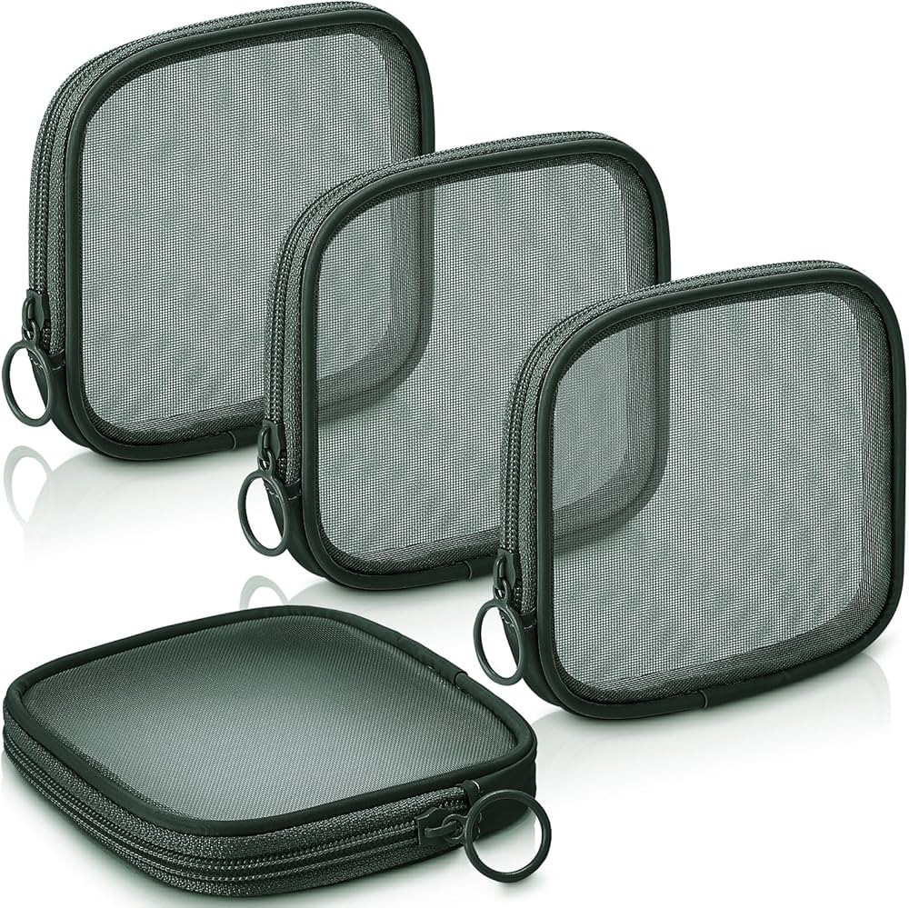 Weewooday 4 Pcs Mesh Makeup Bag Mesh Cosmetic Bag Travel Toiletry Pouch with Zipper Mini Makeup C... | Amazon (US)