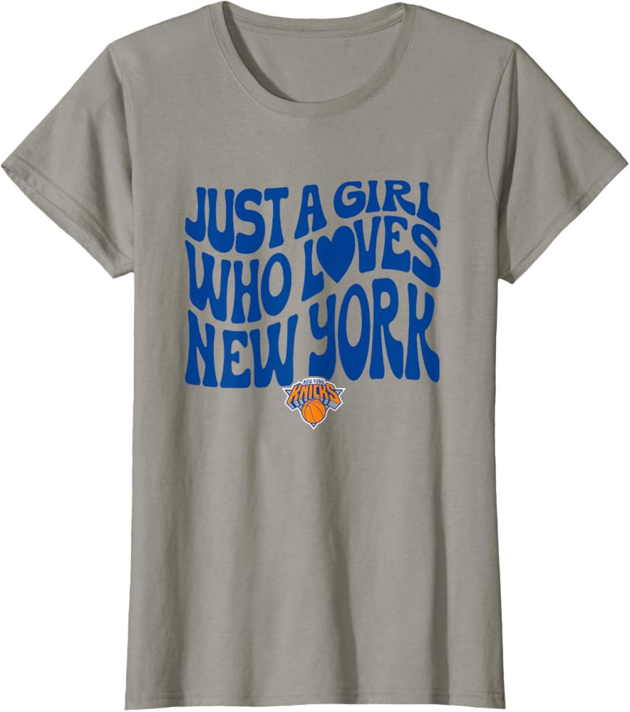 Just A Girl Who Loves New York Knicks Wave Logo Tee T-Shirt for Women | Amazon (US)
