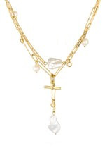 Deep Water Pearl 18k Gold Plated Lariat Necklace | Ettika