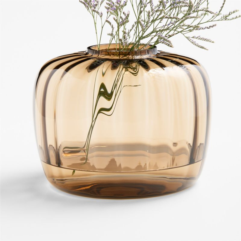Match Day Brown Fluted Glass Vase by Venus Williams | Crate & Barrel