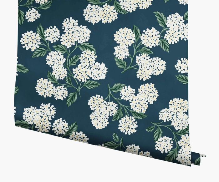 Teal Hydrangea Wallpaper | Rifle Paper Co. | Rifle Paper Co.