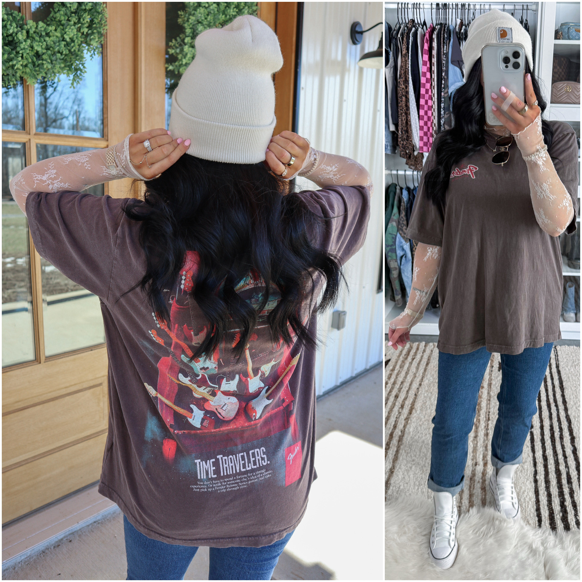 Styling the Bump 🤍

Tee - medium (I could've done a small though!)
Lace Top - xs
Bralette — medium 
Jeans - 26L (I'm wearing the maternity version, but I also linked the non-maternity version as well!)

I LOVE a super easy but cute look like this! This graphic tee is so soft (it's also on clearance right now 👏🏼) & I love the brown color! I layered it over this white lace long sleeve top from amazon and finished the look with some dark wash jeans, my white platform converse & a beanie. 🤍

 

 

#LTKBump #LTKSaleAlert #LTKootd