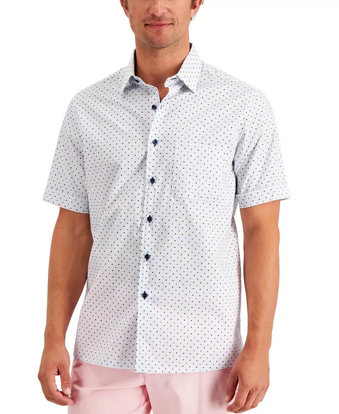 Club Room Men's Regular-Fit Geo Dobby Shirt, Created for Macy's - Macy's | Macys (US)