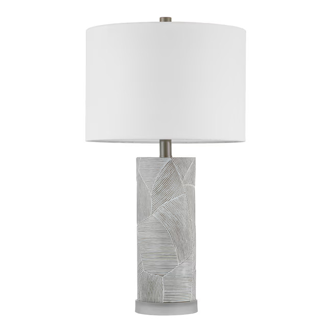 KAWOTI Aureole 23-in Gray with Leaf pattern LED 4-way Table Lamp with Linen Shade | Lowe's
