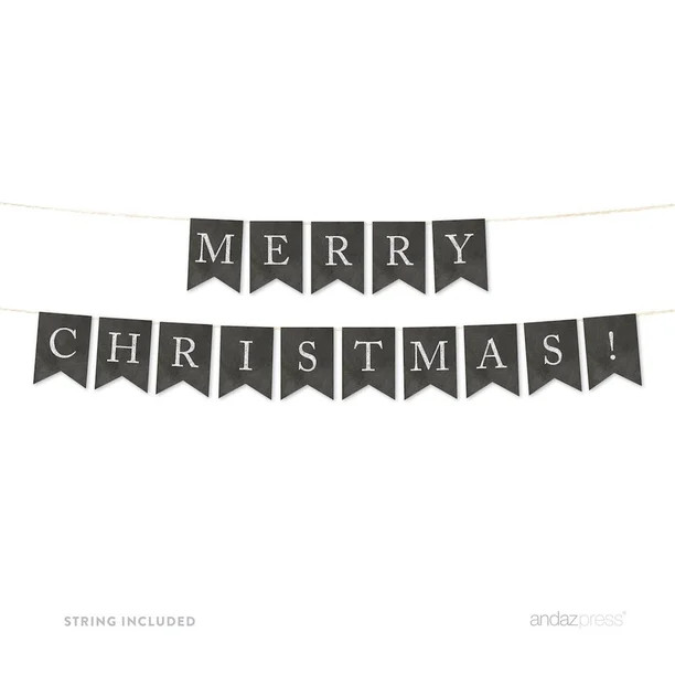 Merry Christmas! Vintage Chalkboard Pennant Party Banner - Walmart.com | Walmart (US)