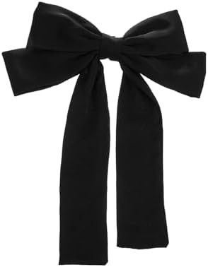 MADISON TYLER Silky Satin Large Black Hair Bows for Women | Long Bow Hair Clip French Barrettes |... | Amazon (US)