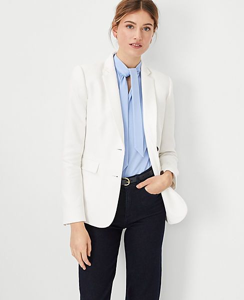 The Long Collarless Blazer in Fluid Crepe | Ann Taylor (US)