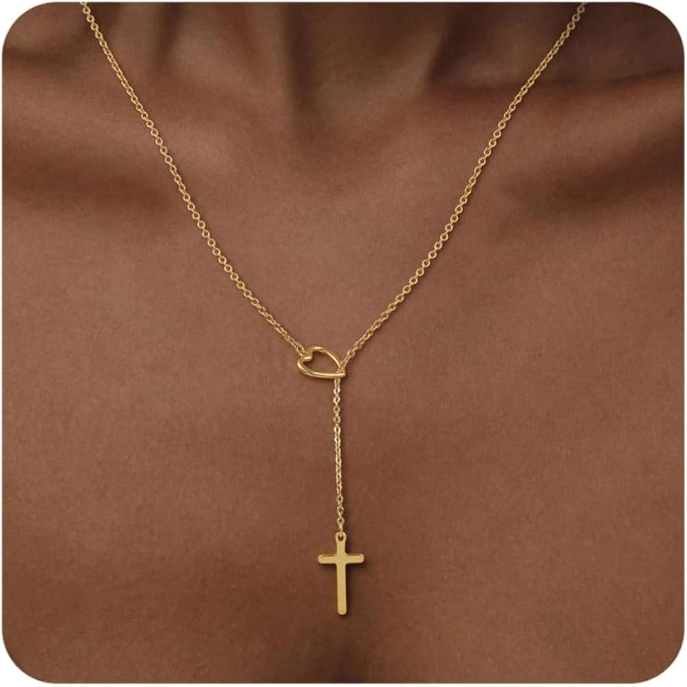Mothers Day Gifts - Lariat Necklace for Women, Dainty 14K Gold/Silver Plated Long Necklaces for W... | Amazon (US)