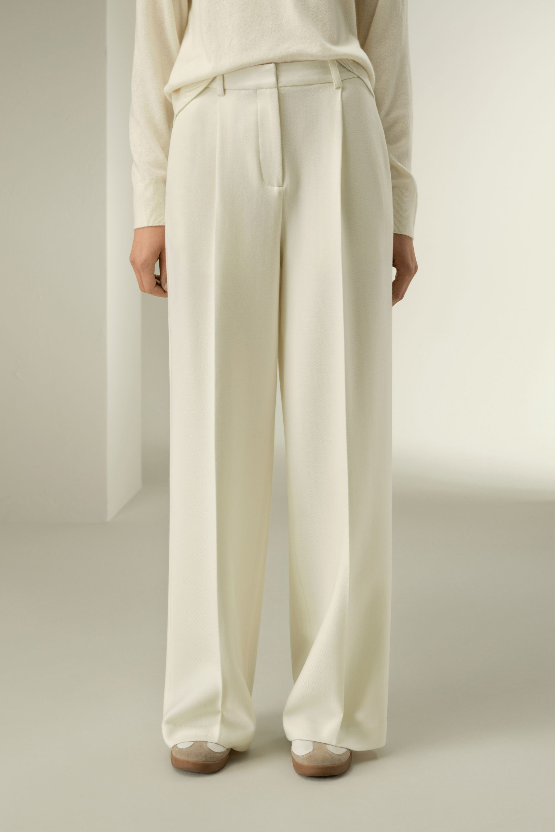 Silk-Wool Tweed Blend Trousers | LILYSILK