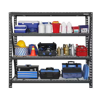 Kobalt Bolted Steel Heavy Duty 4-Tier Utility Shelving Unit (77-in W x 24-in D x 72-in H), Black,... | Lowe's