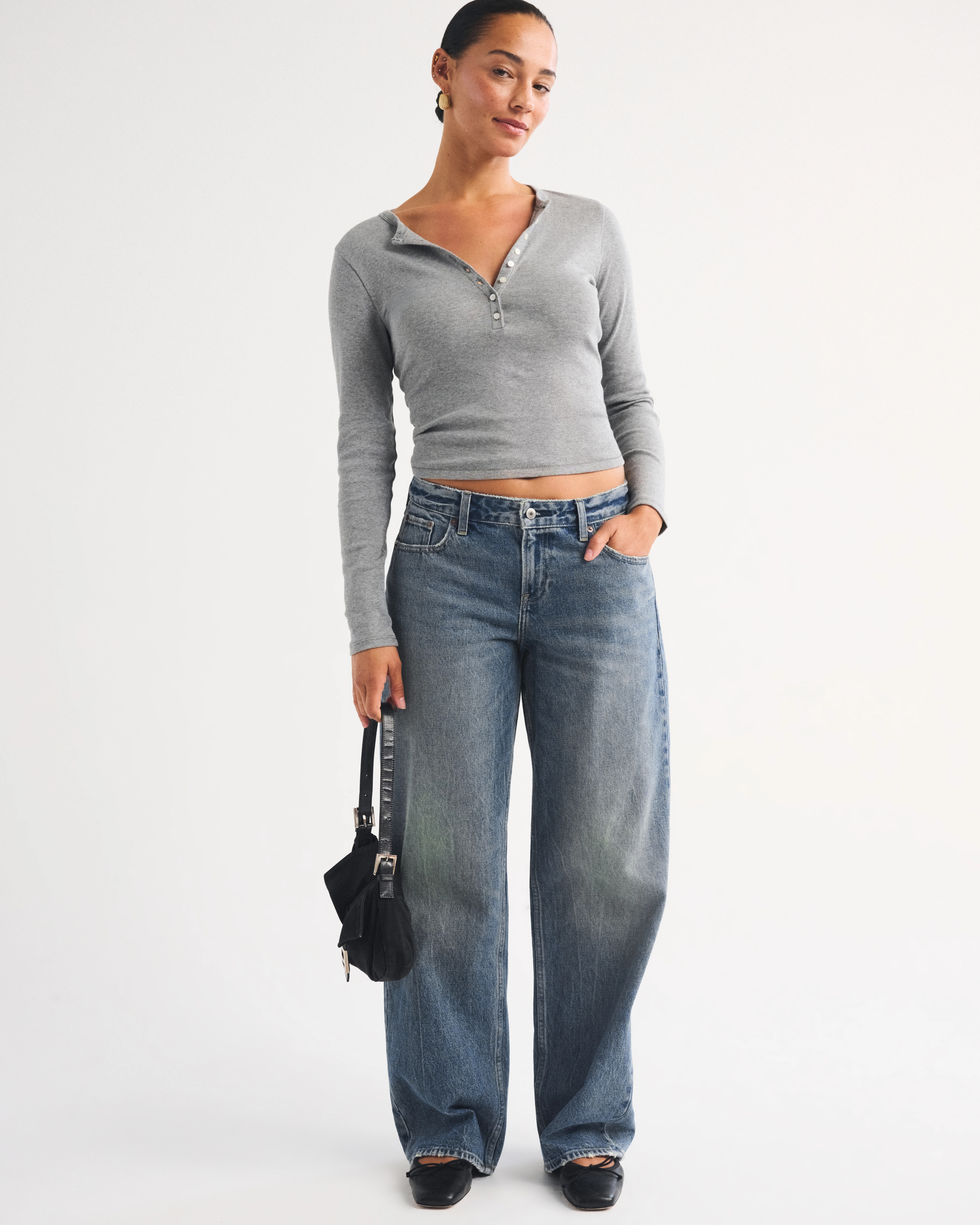 100% Cotton Curve Love Low Rise Slouchy  Straight Jean | Abercrombie & Fitch (US)