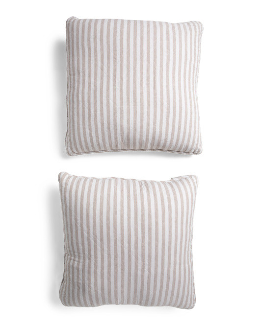 2pk Linen Blend Natural Striped Euro Pillows | TJ Maxx