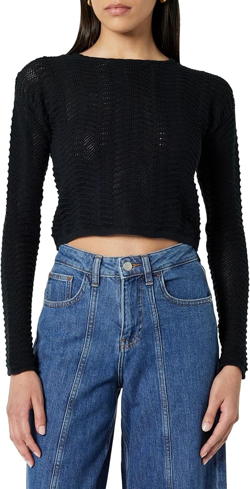 The Drop Women's Makayla Crochet Drop-Shoulder Cropped Pullover | Amazon (US)