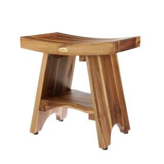 EcoDecors EarthyTeak Serenity 18 in. Eastern Style Shower Stool with Shelf ED961 - The Home Depot | The Home Depot