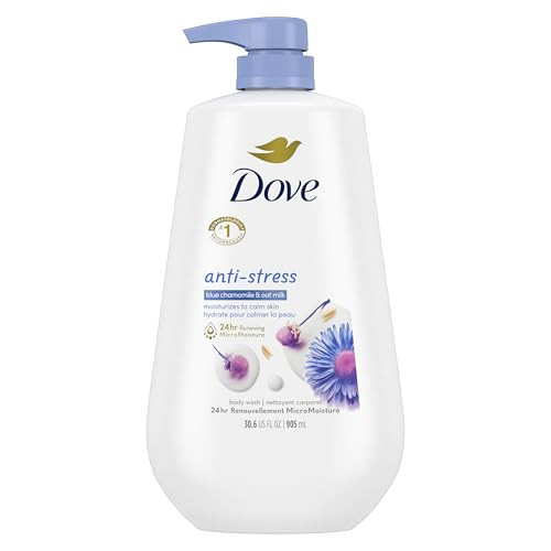 Dove Body Wash with Pump Anti-Stress Blue Chamomile & Oat Milk, for 24hr Lotion-Soft Skin Moisturizing Skin Cleanser with No Sulfates No Parabens 30.6 oz | Amazon (US)