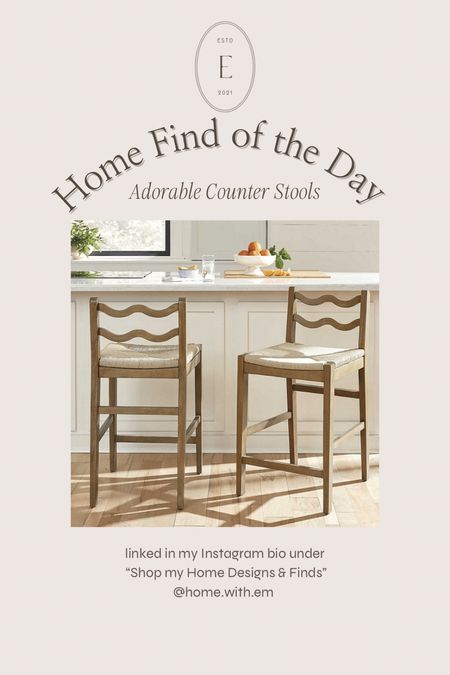 The Home Find of the Day today is a little bit more expensive than what I like to post but I just can't stop thinking about them! 

I think these barstools / counter stools are SO cute especially if you are going for that coastal grandmother look!

#homewithem #barstools #counterstools #barstoolsearch #furniture #homefindoftheday #homefinds  

#LTKhome #LTKfamily #LTKFind