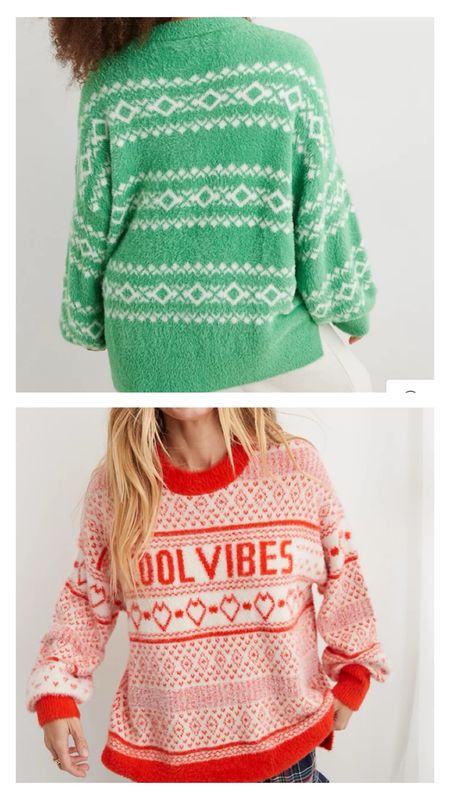 Love these cutie Aerie holiday sweaters! Super soft & cozy and perfectly oversized. Great with leggings! True to size, M 

#LTKHoliday #LTKSeasonal #LTKGiftGuide
