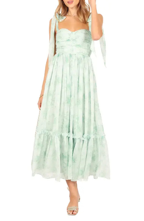 Petal & Pup Floret Midi A-Line Sundress in Sage at Nordstrom, Size Medium | Nordstrom