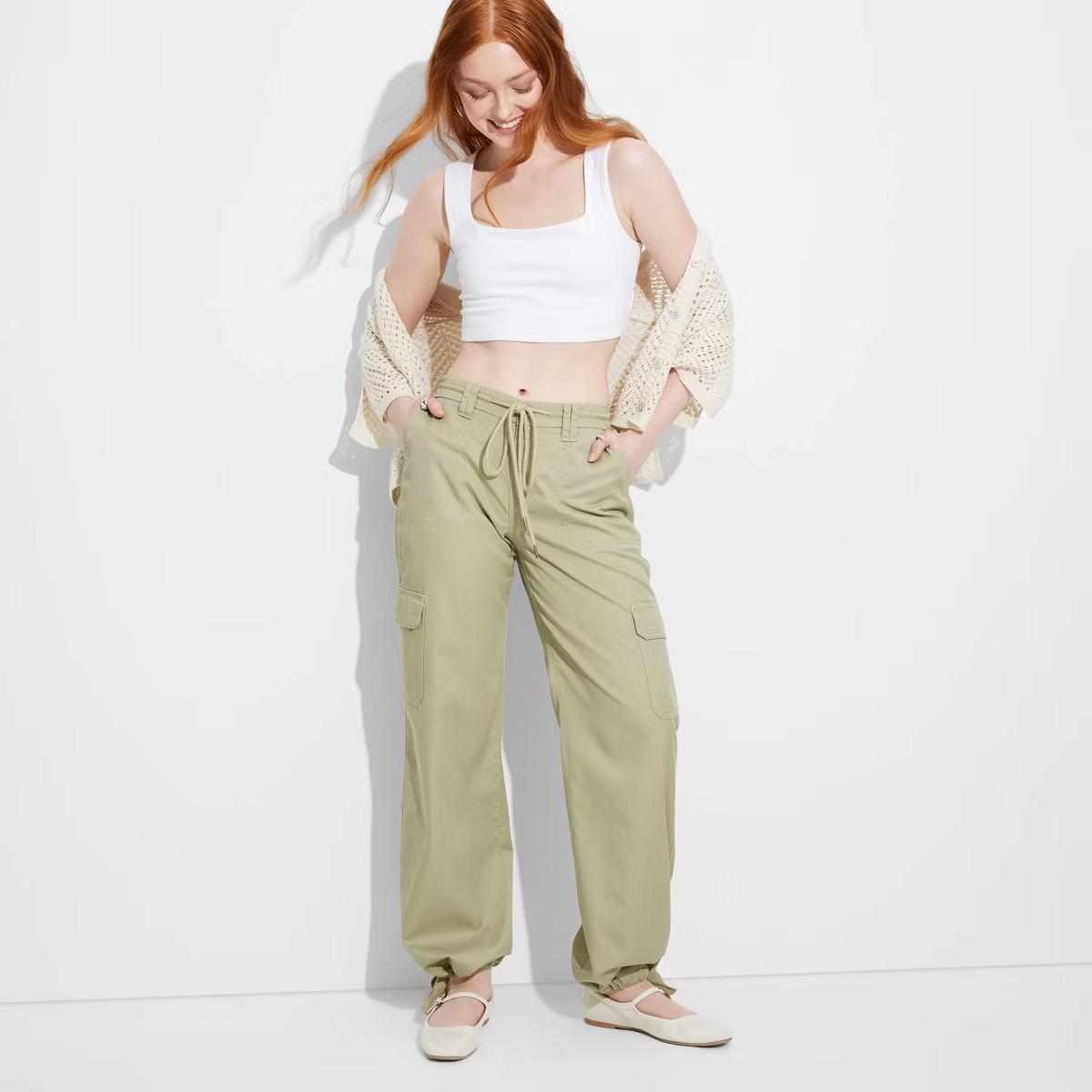 Women's Mid-Rise Wide Leg Cargo Beach Pants - Wild Fable™ | Target