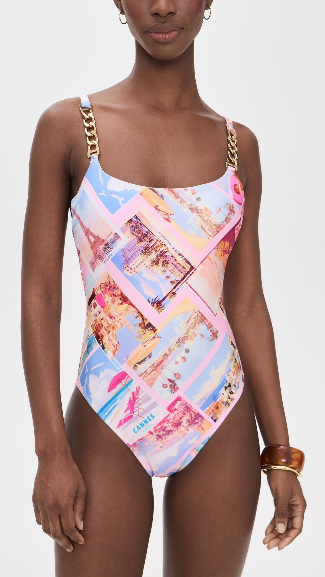 Remi Postcard Print Basic Lingerie One Piece | Shopbop