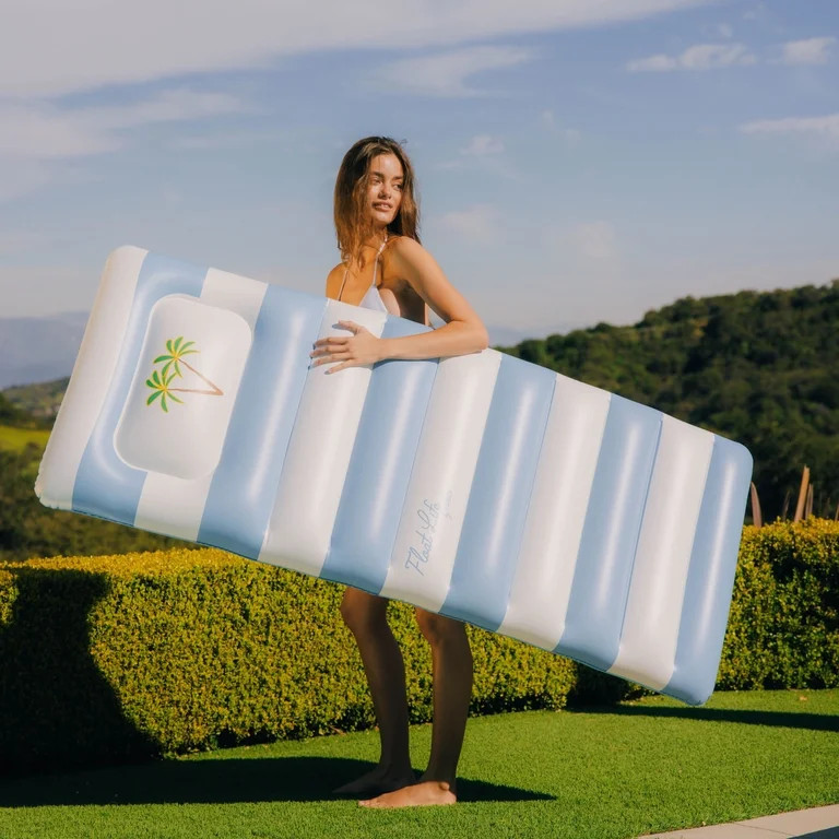 Float Life by FUNBOY Blue & White Striped Palm Pool Float Lounger, Oversized Design, Adults or ki... | Walmart (US)