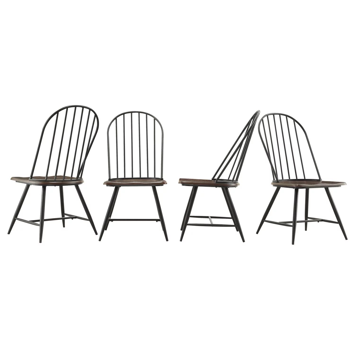 Weston Home Jameson Two-Tone Windsor Chairs, Set of 4, Black and Oak - Walmart.com | Walmart (US)