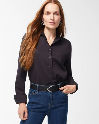 Women's No Iron Stretch Shirt in Black | Chico's | Chico's