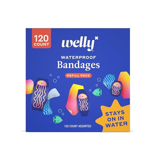 Welly Bandage Waterproof Refill Pack | Adhesive Waterproof Bandages | Assorted Shapes and Patterns for Minor Cuts, Scrapes, and Wounds - 120 Count | Amazon (US)