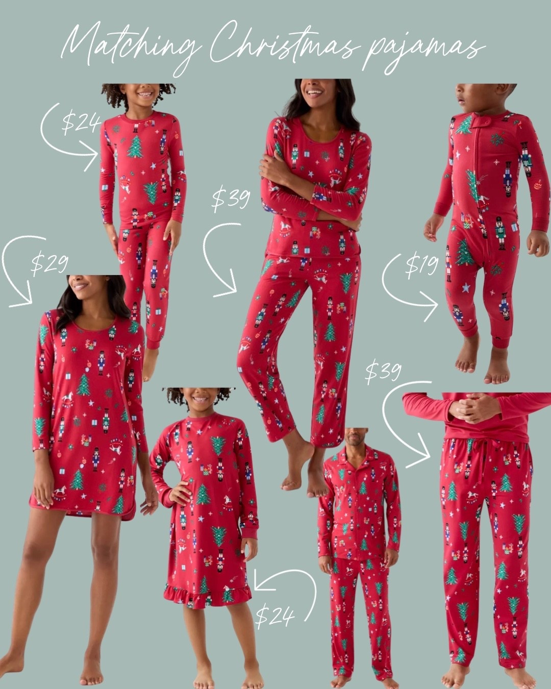 MATCHING CHRISTMAS PAJAMAS❤️🎄

Festive and cozy, these holiday pjs are perfect in red and feature nutcrackers for a sweet holiday pattern✨ perfect for to celebrate the season in comfort and looking cute🥰 Soft and snug, it’s ideal for Christmas mornings, bedtime or festive family fun & matching family photos🫶🏼

All on major SALE right now!!!! 🎉 Adult styles on sale for $39 and under!!! Kids styles on sale for $24 and under!! 

Run and grab yours while they are still in stock & on sale🙌🏼

#christmaspajamas #matchingfamilypajamas #holidaypajamas #familychristmaspjs #christmasmorning #christmastraditions #cozychristmas #christmasmagic #christmas #christmasmatching #christmasstyle #holidaytraditions #matchingpjs #familypjs #christmasinstyle #christmasfun #christmasfamily #christmasready #festivefits #christmascountdown #holidays #kids #kidspajamas #kidschristmas #toddler #toddlerpajamas #baby #babypajamas #family #familyphotos #familymatching #matchingfamily #familypajamas #pajamas #pjs 

#LTKKids #LTKSaleAlert #LTKSeasonal