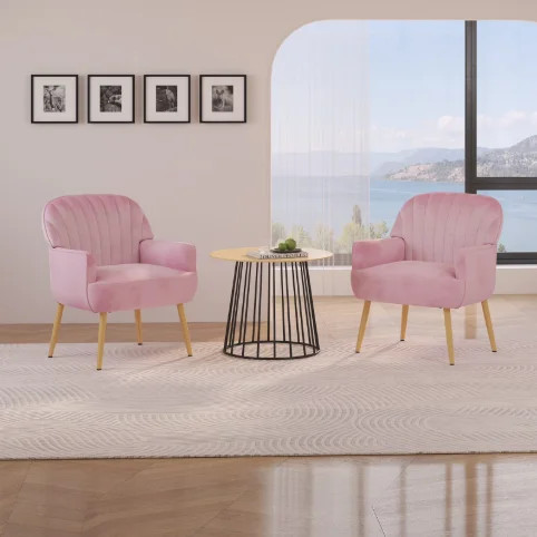 Holiway Accent Chair Flannel Upholstered with Metal Legs, Modern Sofa Chair for Bedroom/Office, P... | Walmart (US)