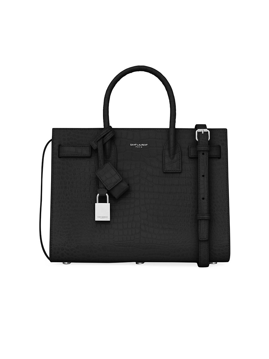 Women's Sac De Jour Baby Top Handle Bag In Embossed Crocodile Shiny Leather - Black | Saks Fifth Avenue
