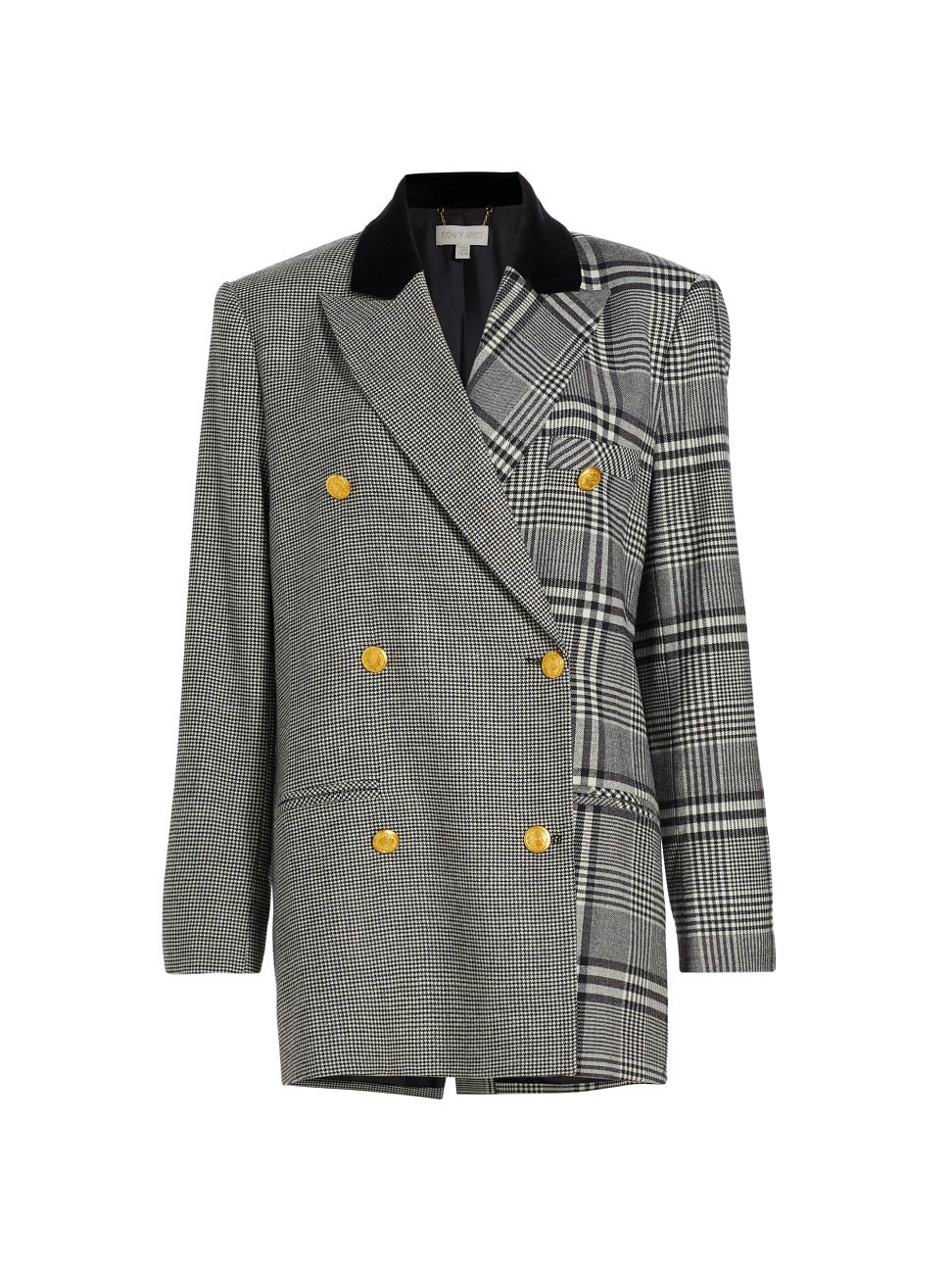 Women's Kiera Double-Breasted Houndstooth & Plaid Wool Blazer - Plaid Prince Of Wales - Size Medium | Saks Fifth Avenue