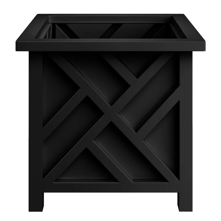 Pure Garden Outdoor Lattice Planter Box - 15.5-Inch Plant Pot, Black | Walmart (US)
