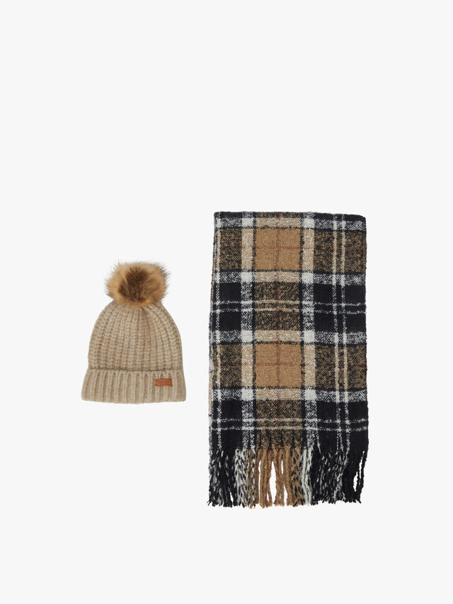 Grey Rose Women's Barbour Barbour Saltburn Beanie & Tartan Scarf Set | Beanies & Turbans | Fenwic... | Fenwick