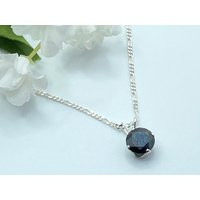 Black Pendant Necklace, Black Onyx Cubic Zirconia Sterling Silver, Round, 8mm | Etsy (UK)