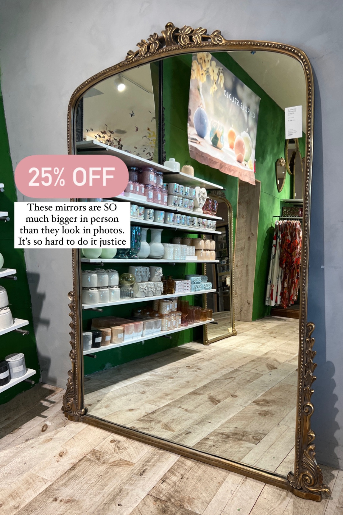 25% off the gleaming primrose mirror! These are so much larger than pictures so justice in my opinion

Gold mirror, floor mirror, Anthropologie mirror, wide floor mirror, living room mirror, bathroom mirror, wall mirror


#LTKU #LTKSeasonal #LTKunder50 #LTKunder100 #LTKFind #LTKstyletip #LTKsalealert #LTKhome