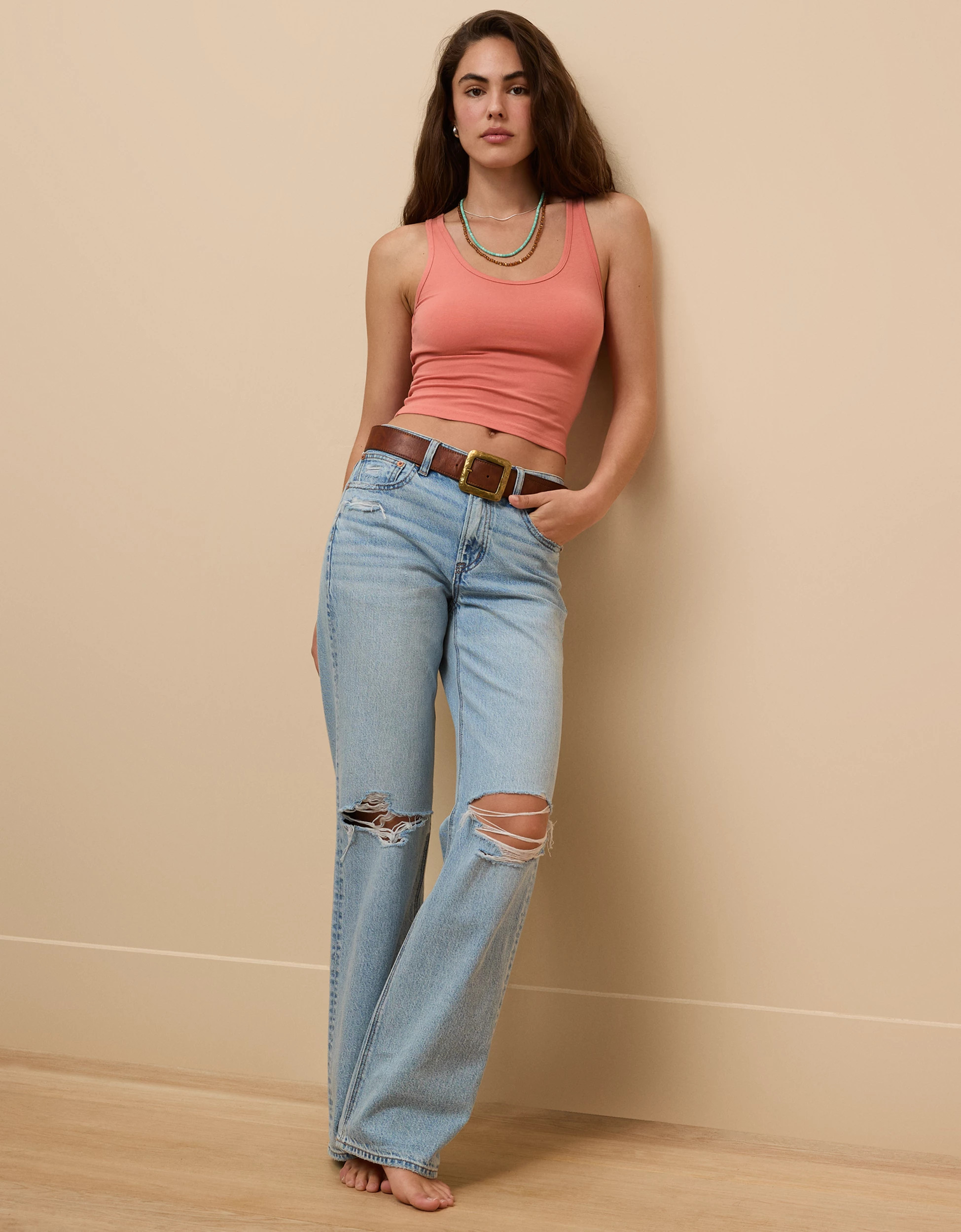 AE Open Back Cropped Tank Top | American Eagle Outfitters (US & CA)