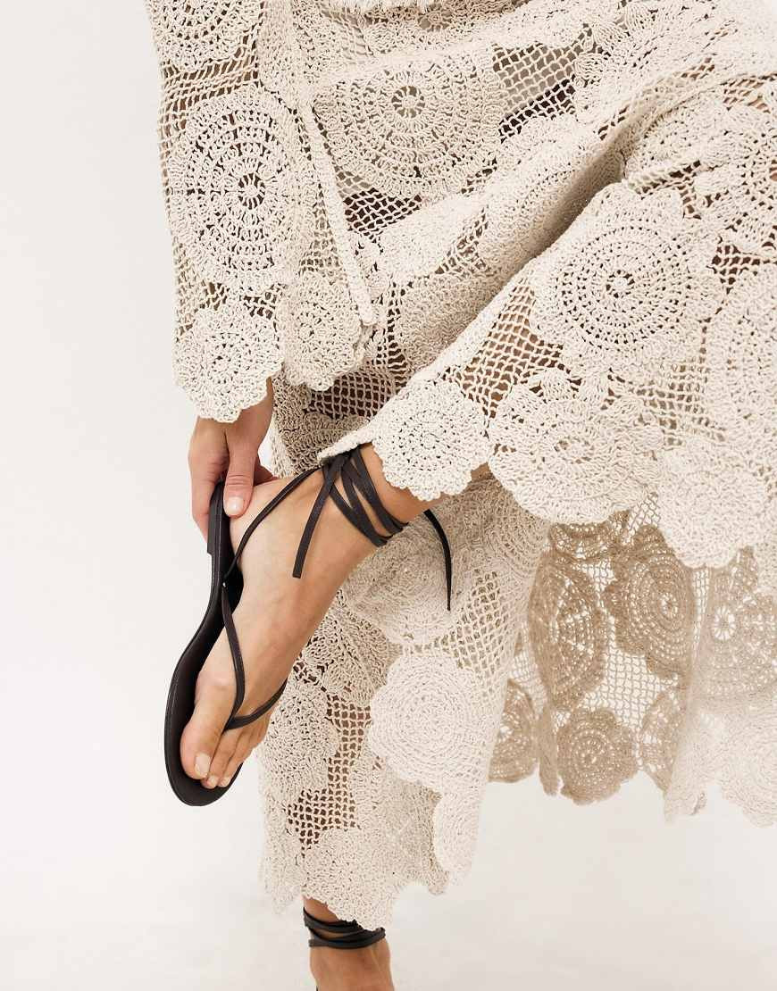 NA-KD Flat sandals with straps in brown | ASOS (Global)