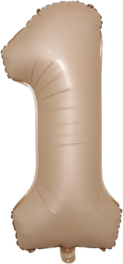 40 inch Caramel Cream Color Number Balloons 0-9 Large Digital Foil Helium Brown Beige Balloon Hap... | Amazon (US)