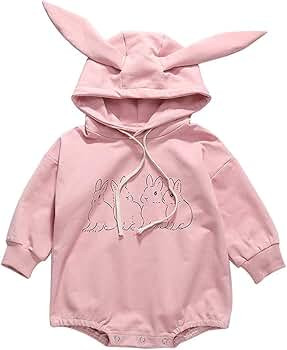 Baby Girl Boy Romper Bunny Hooded Long Sleeve Toddler Jumpsuit Easter Bodysuit 12M-3T | Amazon (US)
