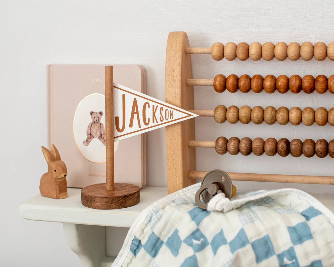 Personalised Vintage Mini Pennant Flag - Name Flag, Nursery Decor, Paper Flag, Birth Announcement | Etsy (US)