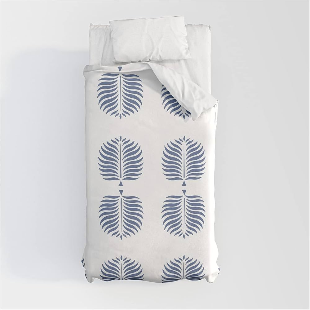 Society6 Tropical Palms White + Beach Blue by BABO Pattern Synthetic Duvet Covers - Twin: 68" x 8... | Amazon (US)