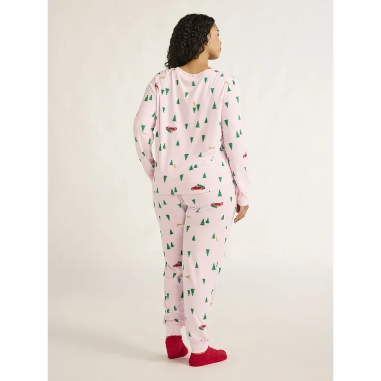 Joyspun Women's Velour Waffle Henley Sleep Top, Jogger Pants and Socks Pajama Set, 3-Piece, Sizes... | Walmart (US)