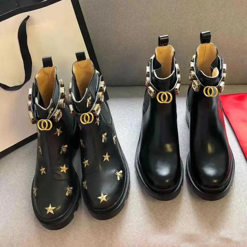 Martin short boots 100% cowhide Belt buckle Metal women Shoes Classic Thick heels Leather designe... | DHGate