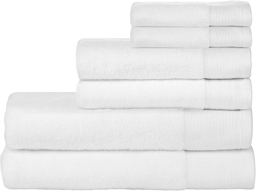 Nate Home by Nate Berkus 100% Cotton Terry 6-Piece Bath Towel Set | 2 Bath Towels, Hand Towels, a... | Amazon (US)