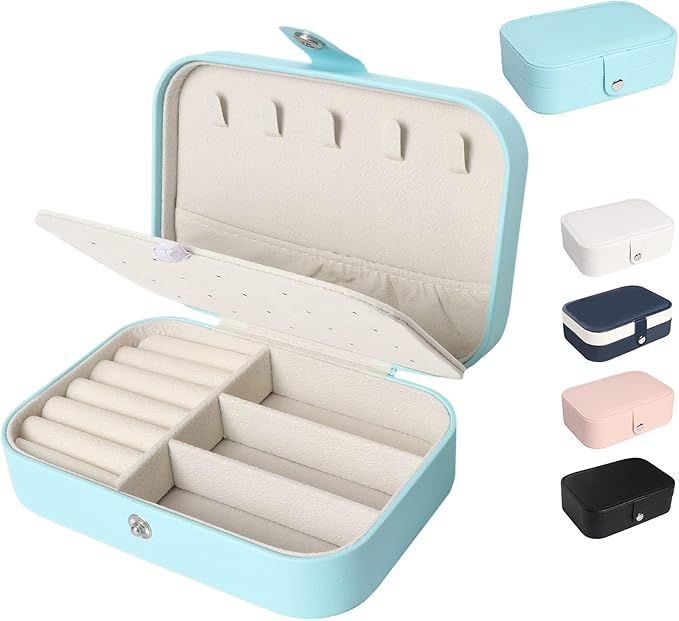 Travel Jewelry Box, Small Jewelry Organizer Boxes for Women Girls, 2 Layer Sparkle Jewlery Case, ... | Amazon (US)