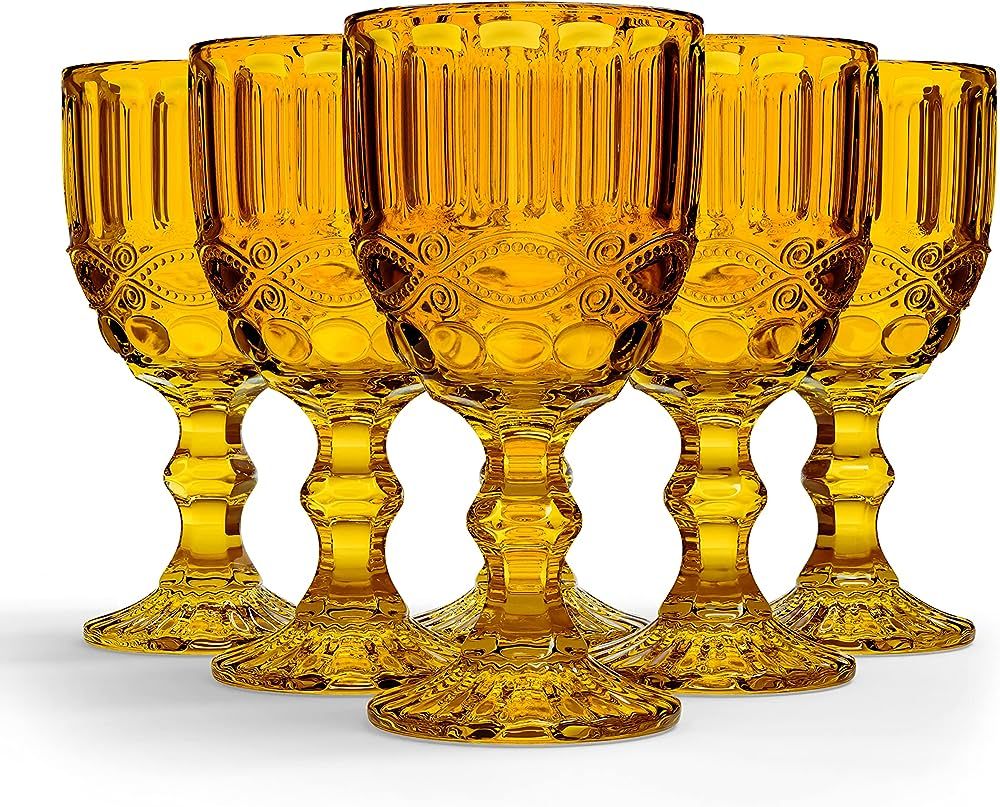 Elle Decor Set of 6 Wine Glasses | Colored Glassware Set | Colored Wine Glasses | Vintage Glasswa... | Amazon (US)